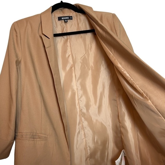 Missguided Oversized Boyfriend Camel Colored Fully Lined Open Front Blazer - Picture 7 of 15